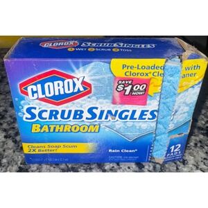 Clorox Scrub Singles Bathroom Cleaner Pads 12 Count Rain Clean Pre Loaded
